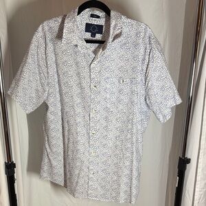 Even Tide Linen Cotton Men's Slim Fit White and Blue Patterned Button Down Shirt